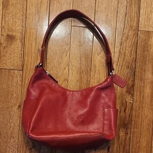 St. John’s Bay Red Genuine Leather Shoulder Bag Small Hobo Purse